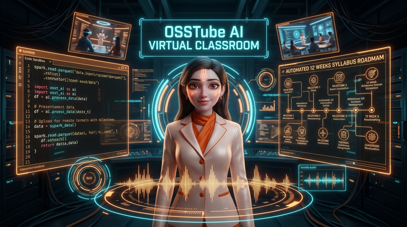 OSSTube AI Virtual Classroom Architecture with Swadha AI Tutor